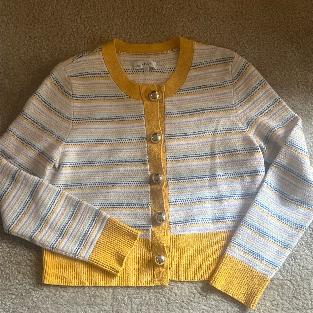 Milly • Striped Yellow and White Cardigan